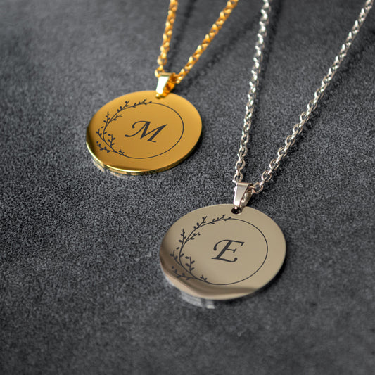 Custom Initial Necklace – Engraved Letter Pendant