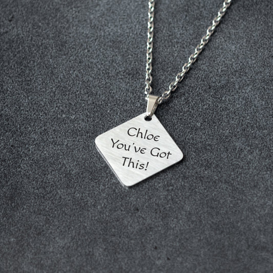 Custom Engraved Pendant – Name or Motivational Quote Jewelry
