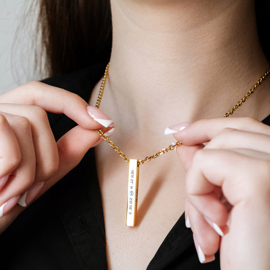 Personalized Latitude Longitude Necklace – Custom Engraved Jewelry
