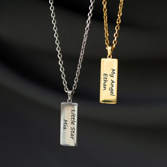 Engraved Name Necklace – Custom Minimalist Pendant