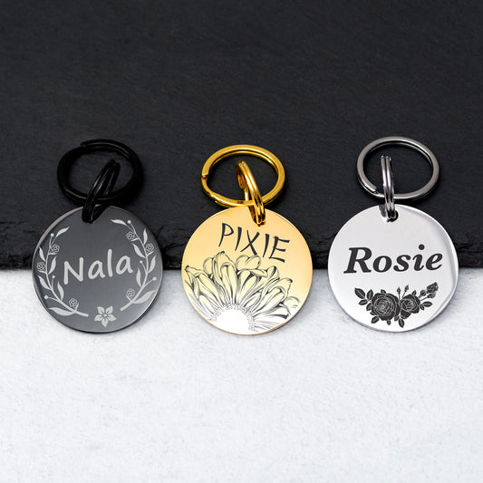 Engraved Dog Tag - Personalized Pet Collar Tag with ID