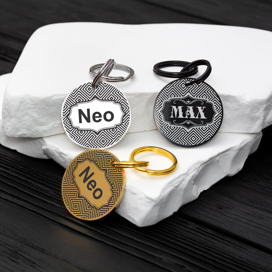 Dog Name Tag - Double Sided Engraved Pet Collar Tag