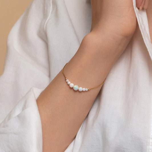 Beautiful Opal Bead Bracelet - Choose Silver or Gold-Filled for a Refined Look - TitaniumFashion
