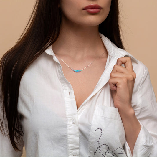 Elegant and Modern Opal Bead Necklace - Custom Silver or Gold-Filled - TitaniumFashion
