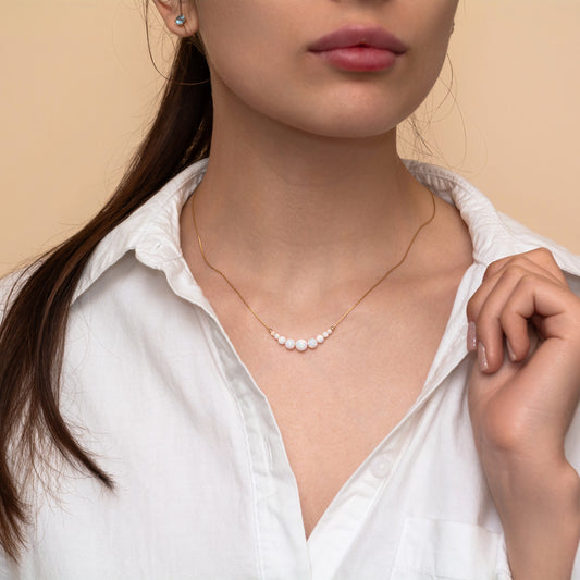 Exquisite Silver/Gold-Filled Necklace with Tiny Opal Accents - TitaniumFashion