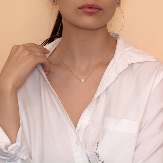 Elegant Opal Bead Necklace - Customizable in Silver or Gold-Filled - TitaniumFashion