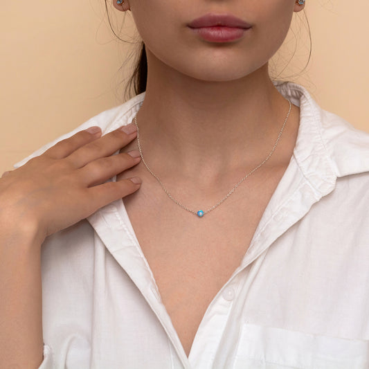 Modern Opal Bead Necklace in Elegant Silver or Gold-Filled - TitaniumFashion