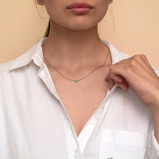 Minimalist Opal Bead Necklace - Customizable in Silver or Gold-Filled - TitaniumFashion