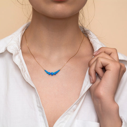 Stunning Silver or Gold-Filled Necklace with Dainty Opal Beads - TitaniumFashion
