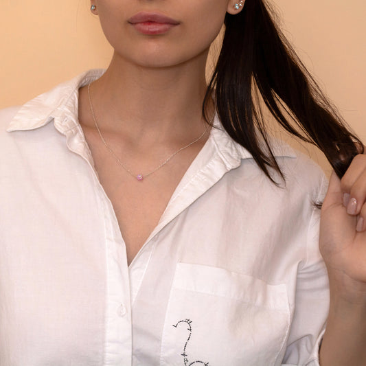 Modern and Tiny Opal Necklace in Luxurious Silver or Gold-Filled - TitaniumFashion