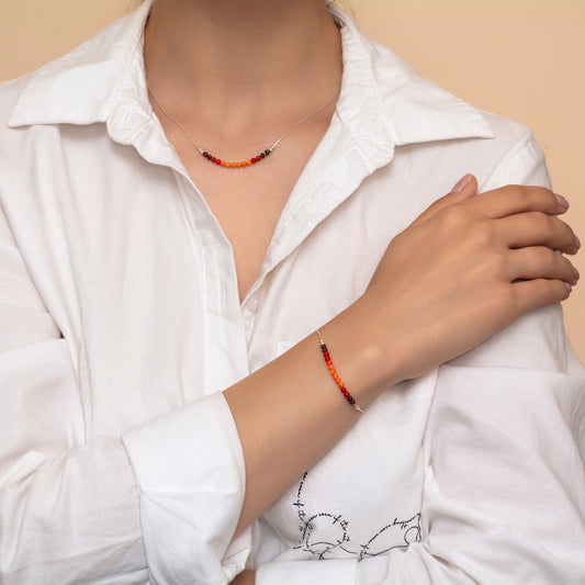 Elegant Customizable Opal Necklace and Bracelet Set in Silver or Gold-Filled - TitaniumFashion