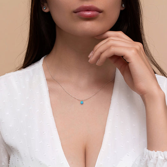 Luxurious Silver or Gold-Filled Necklace with Tiny Opal Accent - TitaniumFashion