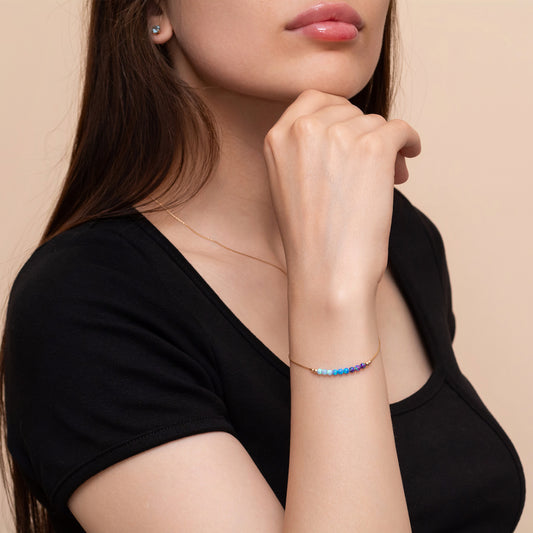 Elegant and Modern Opal Bead Bracelet - Custom Silver or Gold-Filled - TitaniumFashion