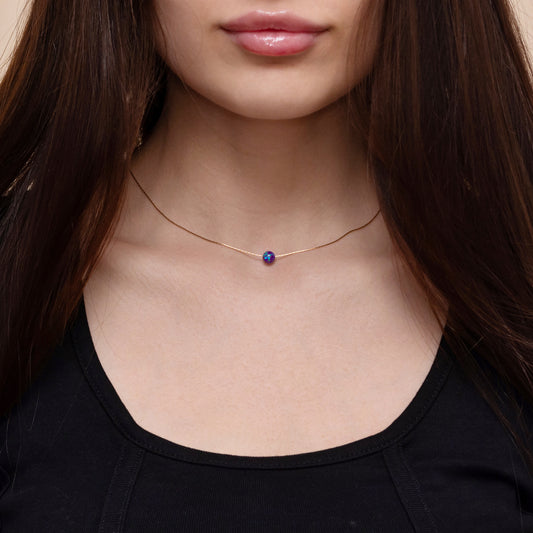 Modern and Tiny Opal Necklace in Elegant Silver or Gold-Filled Options - TitaniumFashion