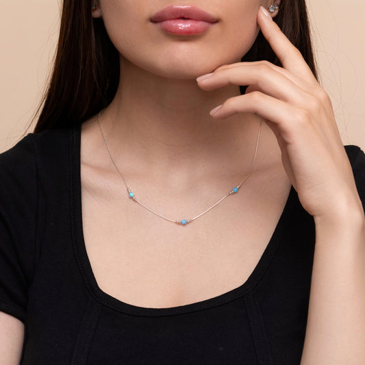 Elegant Custom Silver or Gold-Filled Necklace with Dainty Opal Beads - TitaniumFashion