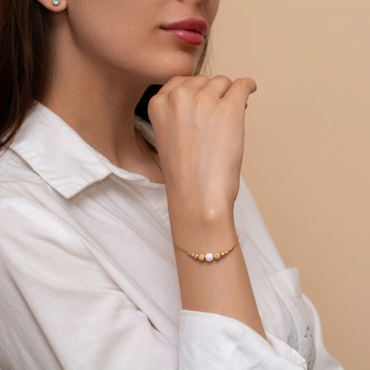 Refined and Minimalistic Silver or Gold-Filled Bracelet with Opal Accent - TitaniumFashion