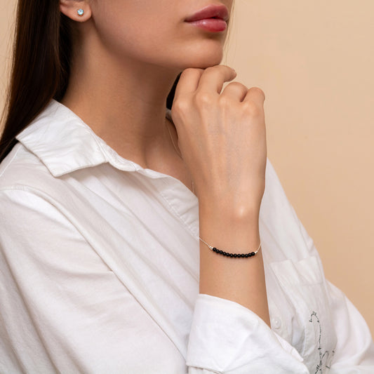 Elegant Onyx Beads Bracelet - Customizable in Silver or Gold-Filled - TitaniumFashion