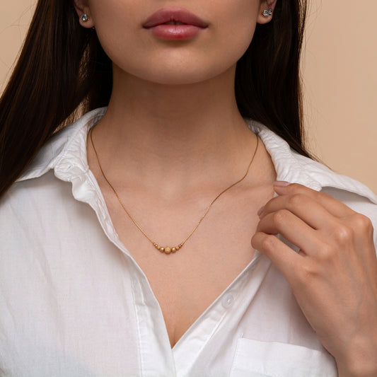 Modern Bead Necklace in Elegant Silver or Gold-Filled - TitaniumFashion