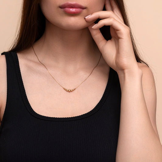 Delicate Gold-Filled Necklace with Beautiful Beads - TitaniumFashion