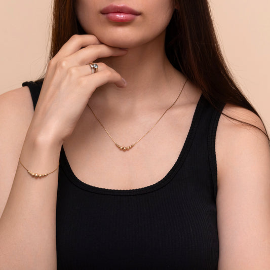 Refined Gold-Filled Necklace and Bracelet Set with Elegant Beads - TitaniumFashion
