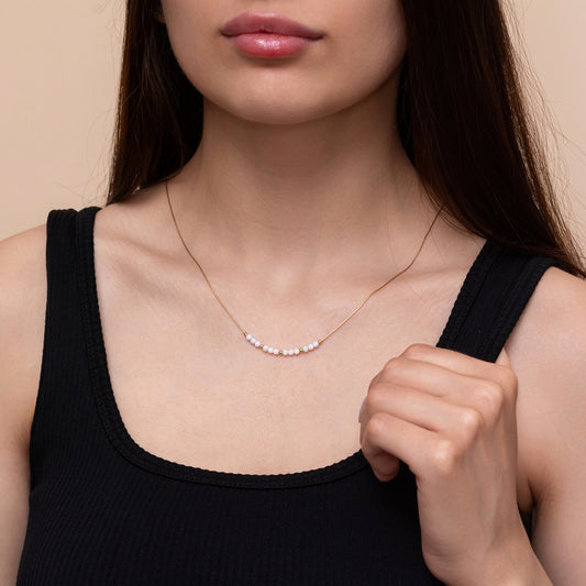 Elegant Custom Silver or Gold-Filled Necklace with Dainty Opal Beads - TitaniumFashion