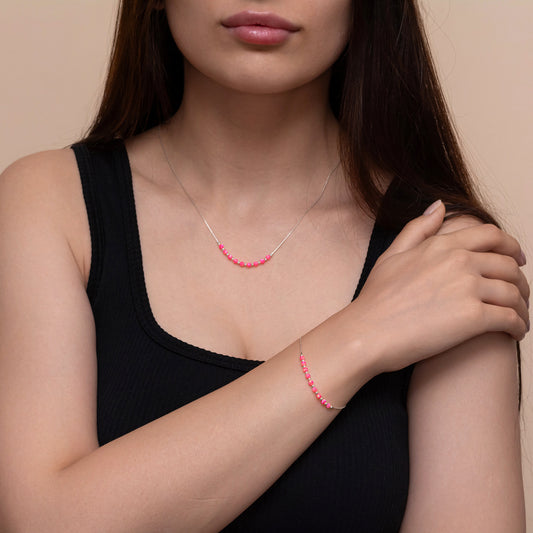 Luxurious Silver or Gold-Filled Necklace and Bracelet Set with Tiny Opal Accents - TitaniumFashion