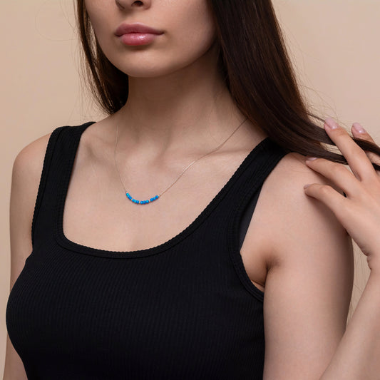 Elegant Customizable Opals Necklace in Silver or Gold-Filled - TitaniumFashion