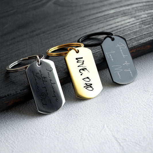 Signature Engraved Keychain – Handwriting Memory Jewelry Gift