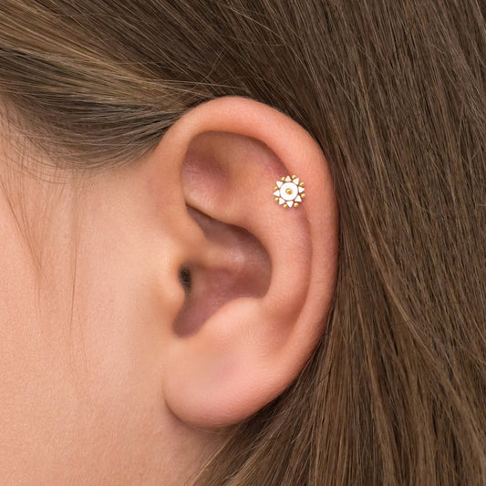 Flat Back Tragus Earring Surgical Steel - TitaniumFashion