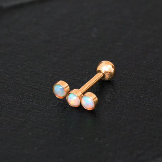 Opal Helix Curved Barbell Earring - TitaniumFashion