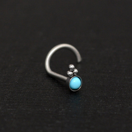 Turquoise Nose Bone Stud Surgical Steel - TitaniumFashion