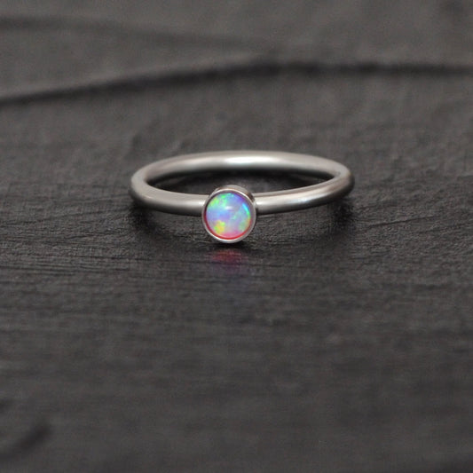 Titanium Nose Hoop Opal - TitaniumFashion