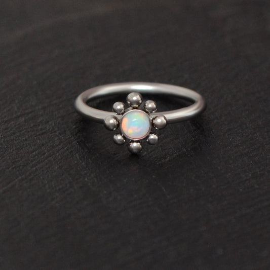 Titanium Nose Hoop Opal - TitaniumFashion