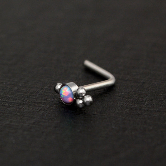 Opal Nose Stud Ring Titanium - TitaniumFashion