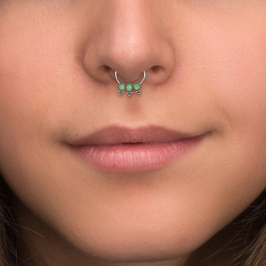 Opal Septum Ring Titanium Implant Grade - TitaniumFashion