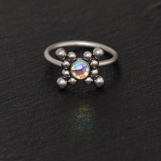 Implant Grade Titanium Nose Hoop CZ - TitaniumFashion