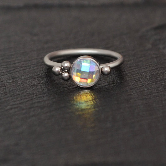 Titanium Nose Ring Hoop CZ - TitaniumFashion