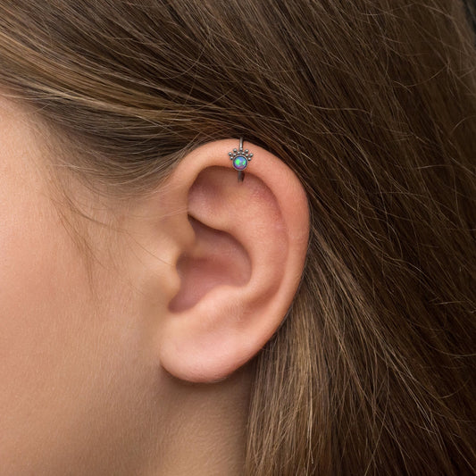 Opal Rook Earring Surgical Steel - TitaniumFashion