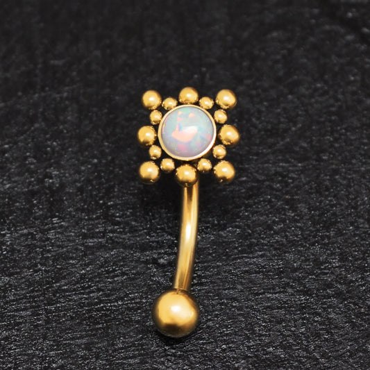 Surgical Steel Rook Earring Opal - TitaniumFashion