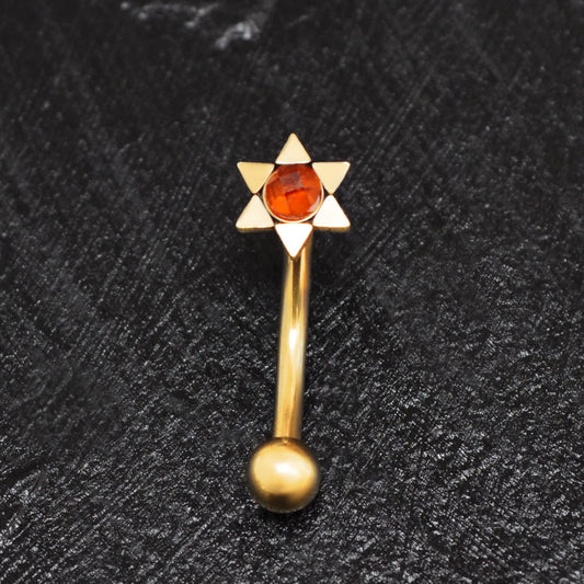 Surgical Steel Curved Barbell Piercing CZ - TitaniumFashion