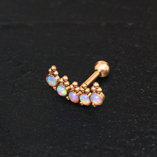 Opal Helix Curved Barbell Earring - TitaniumFashion