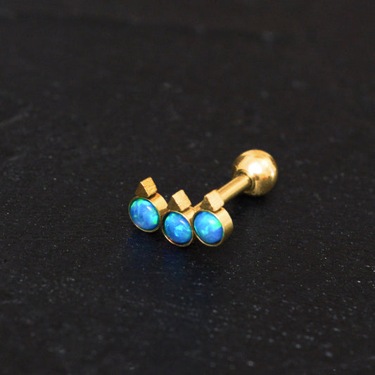 Opal Cartilage Curved Earring Surgical Steel - TitaniumFashion