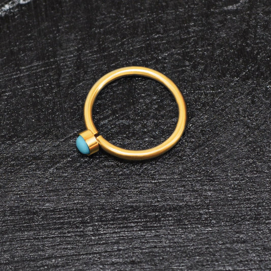 Surgical Steel Nose Hoop Turquoise - TitaniumFashion