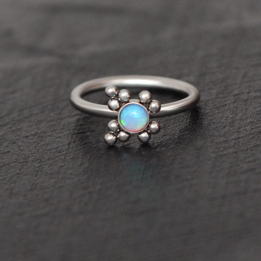 Surgical Steel Nose Hoop Opal - TitaniumFashion