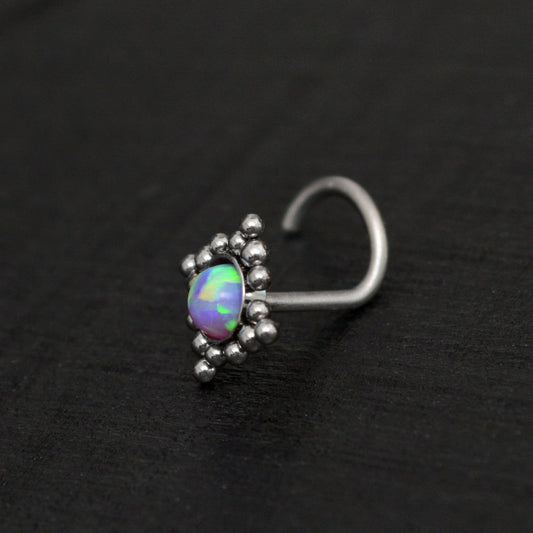 Opal Nose Stud Screw - TitaniumFashion
