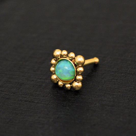 Surgical Steel Nose Screw Stud Opal - TitaniumFashion