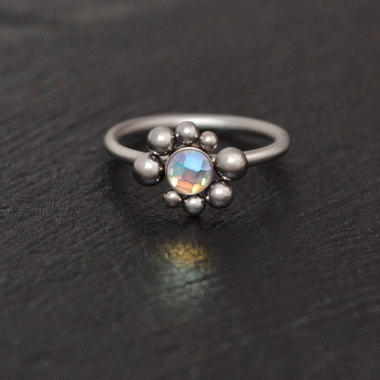 Surgical Steel Nose Hoop CZ - TitaniumFashion