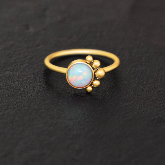 Opal Nose Ring Surgical Steel - TitaniumFashion