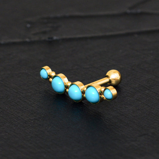 Turquoise Cartilage Curved Earring Surgical Steel - TitaniumFashion