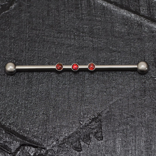 Opal Industrial Barbell 14g - TitaniumFashion